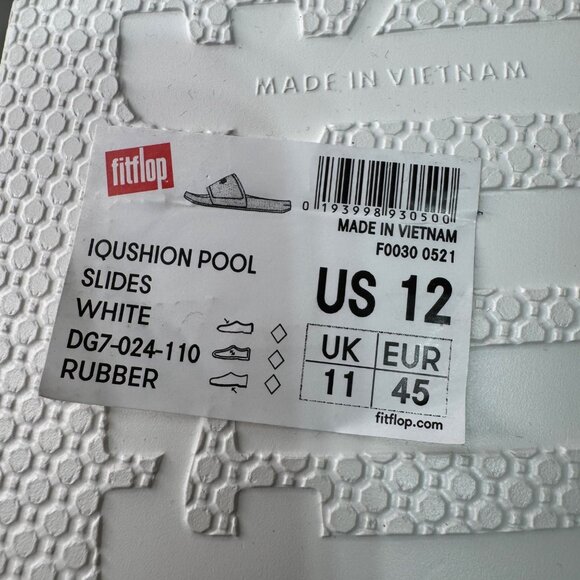 FitFlop Mens Size 12 White Iqushion Pool Slides Rubber UK 11 EUR 45 - Picture 5 of 7